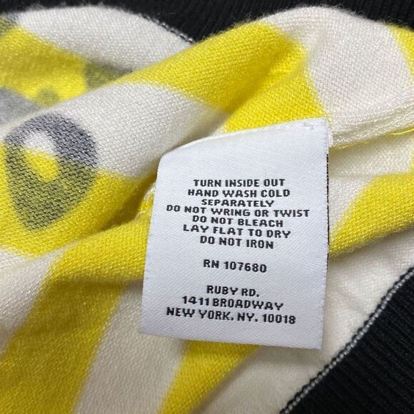 Ruby Rd. Yellow Stripe 3/4 Sleeve Sweater Size Medium - Picture 4 of 5
